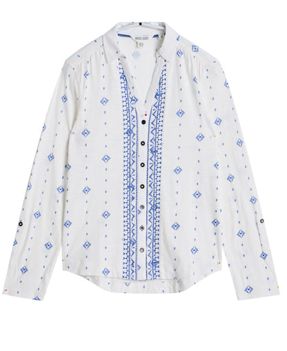 Annie Jersey Shirt - White Print