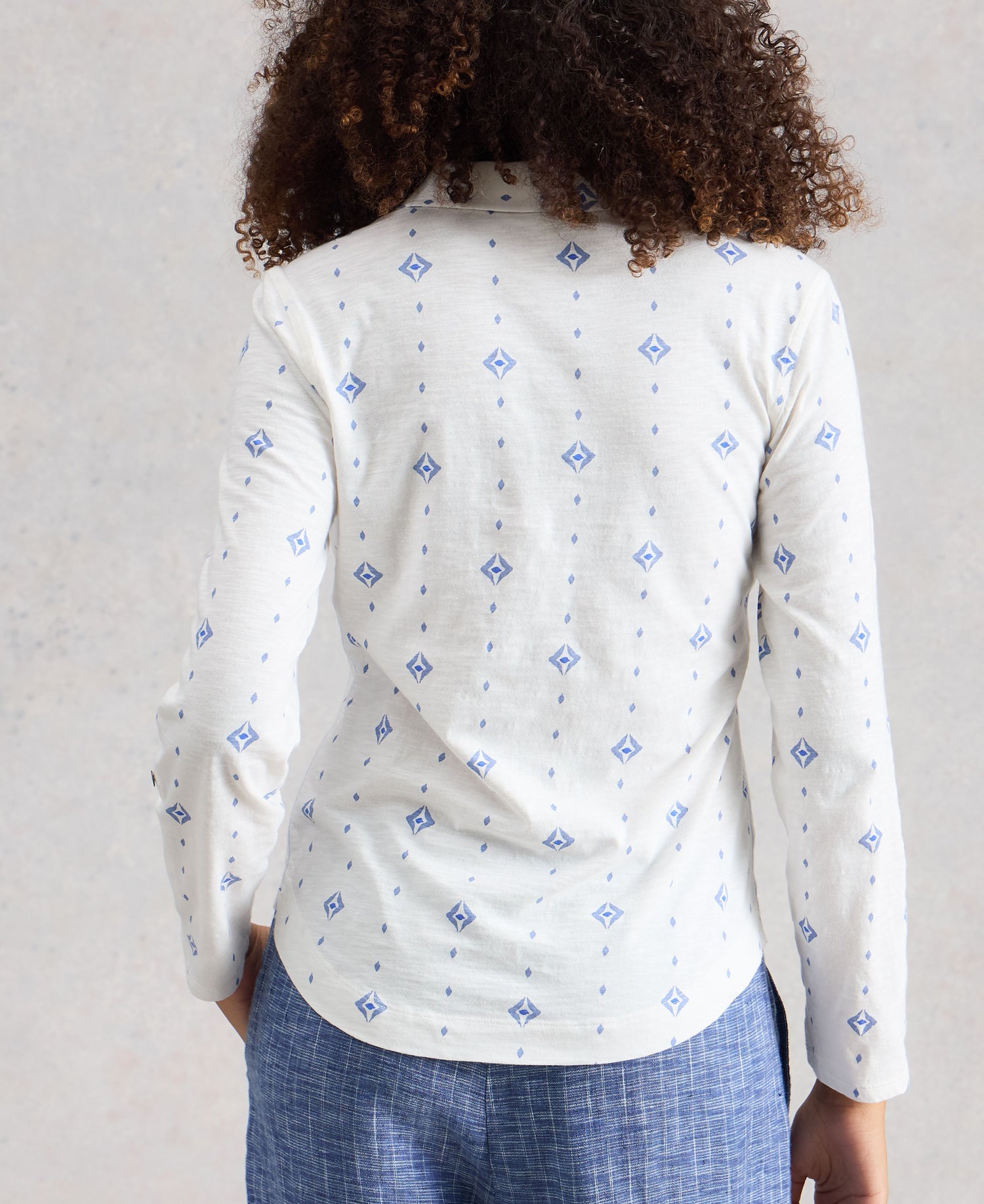 Annie Jersey Shirt - White Print