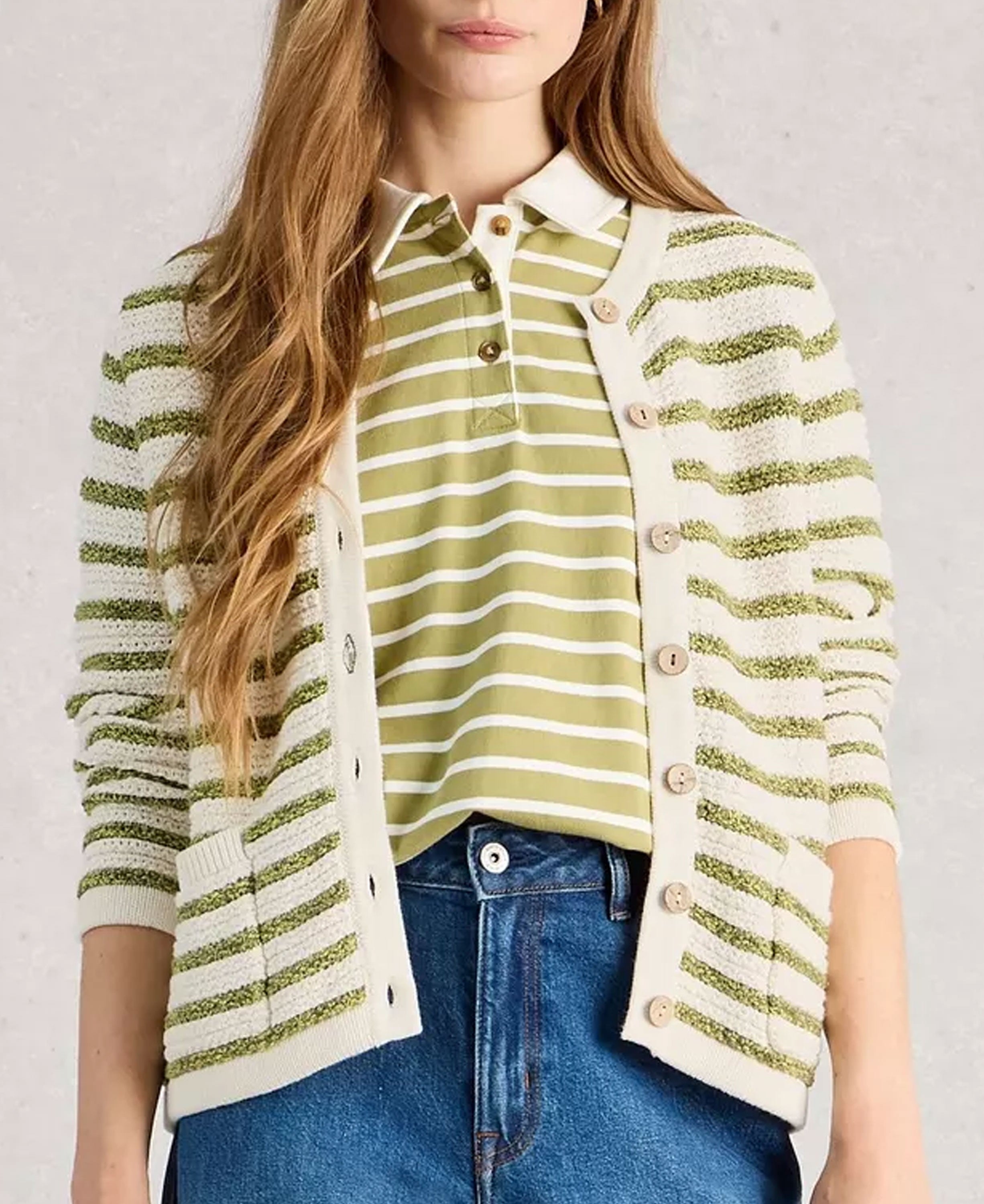 Belle Stripe Cardi - Ivory Multi