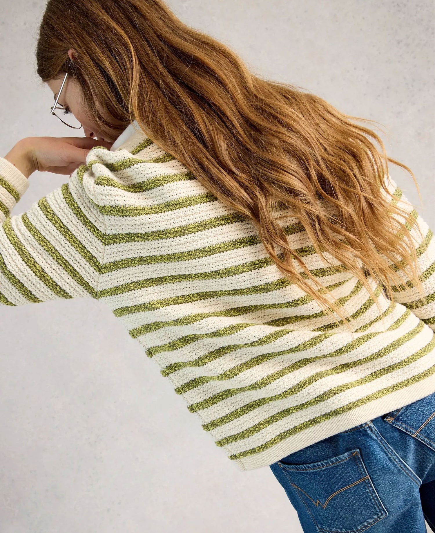 Belle Stripe Cardi - Ivory Multi