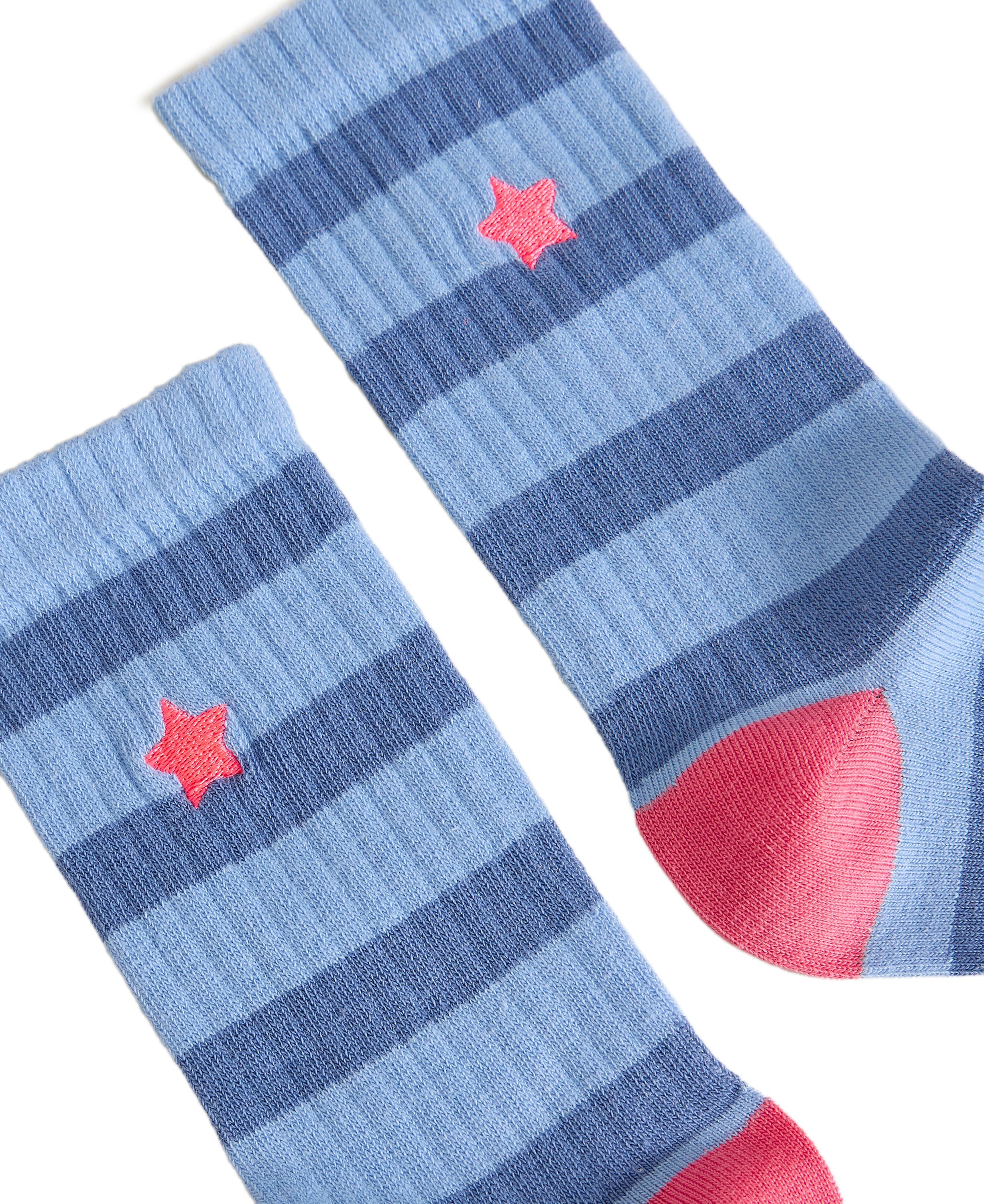 Embroidered Star Rib Sock - Bright Blue