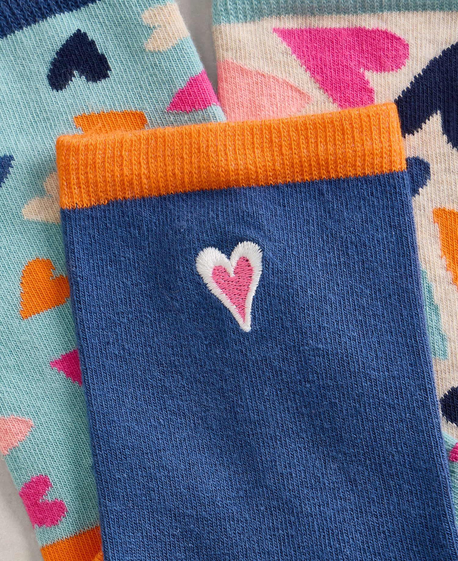 3pk Heart Socks - Blue Mlt