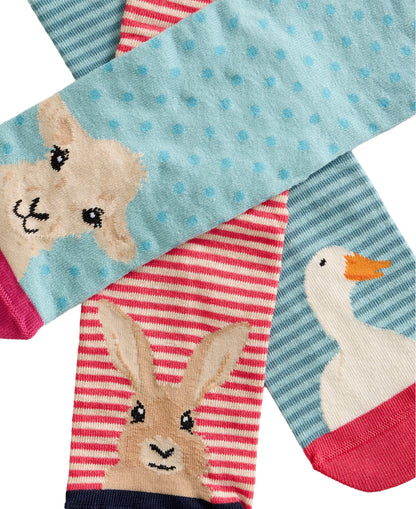 3 Pack Farmyard Socks - Blue Multi