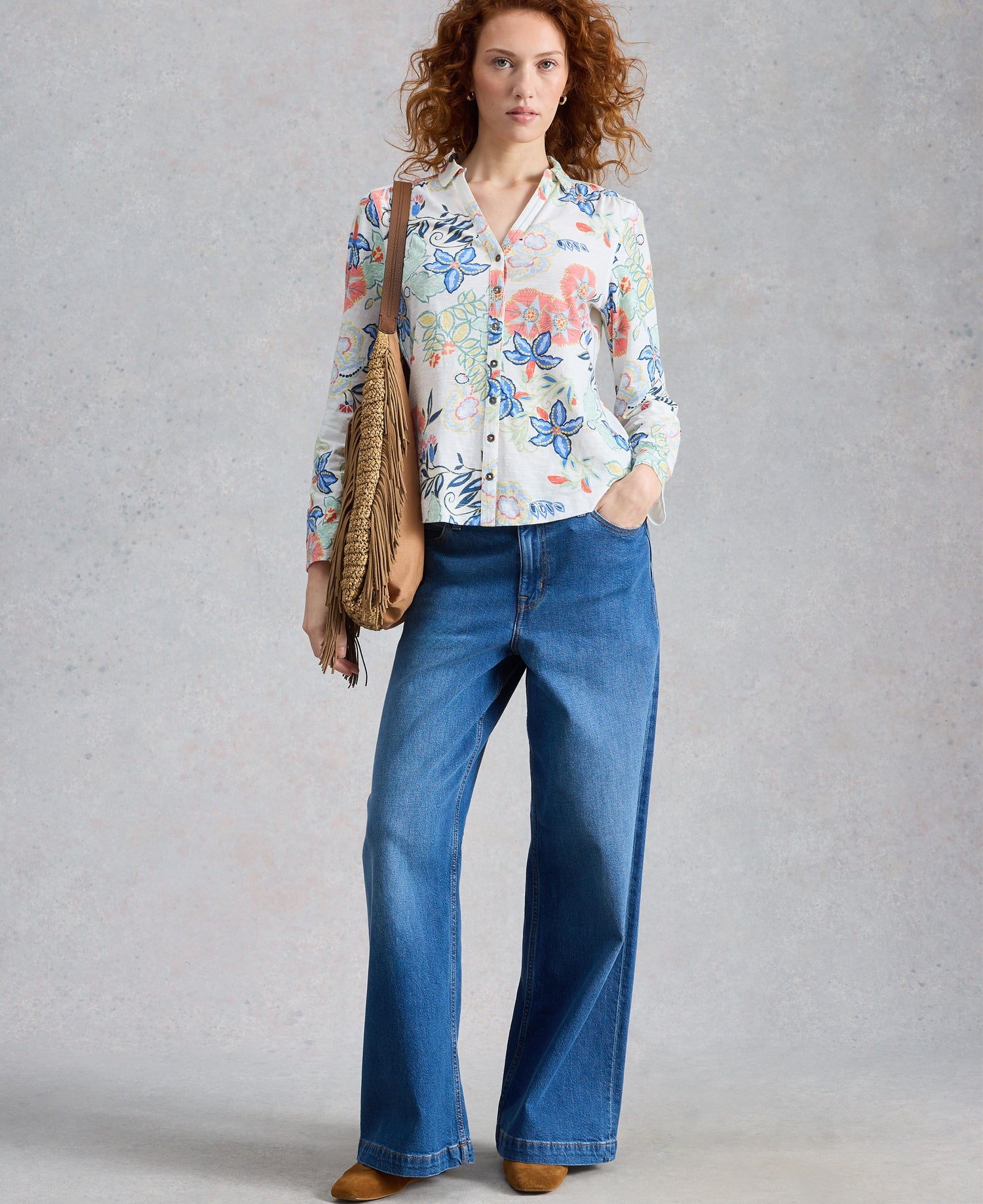 Annie Jersey Shirt - Ivory Print