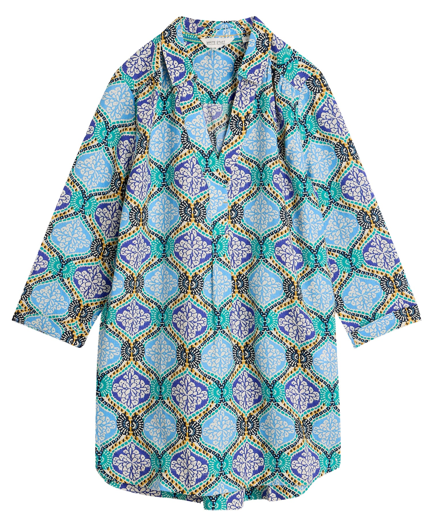 Bianca Linen Tunic - Blue Print
