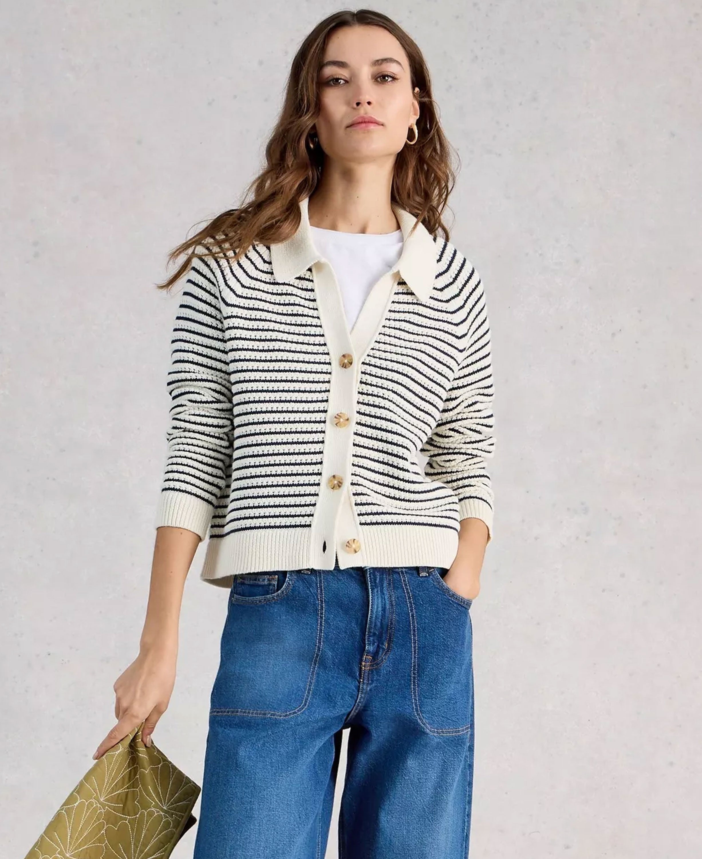 Chaterly Stripe Cardi - Ivory Multi