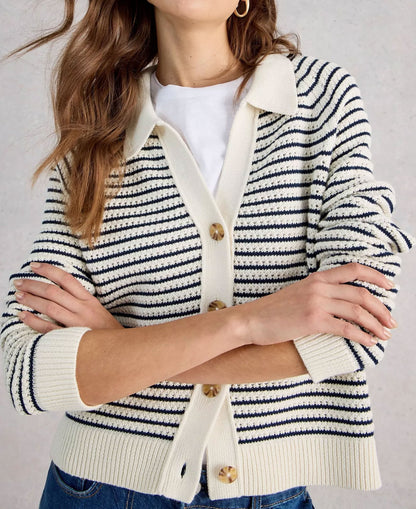 Chaterly Stripe Cardi - Ivory Multi