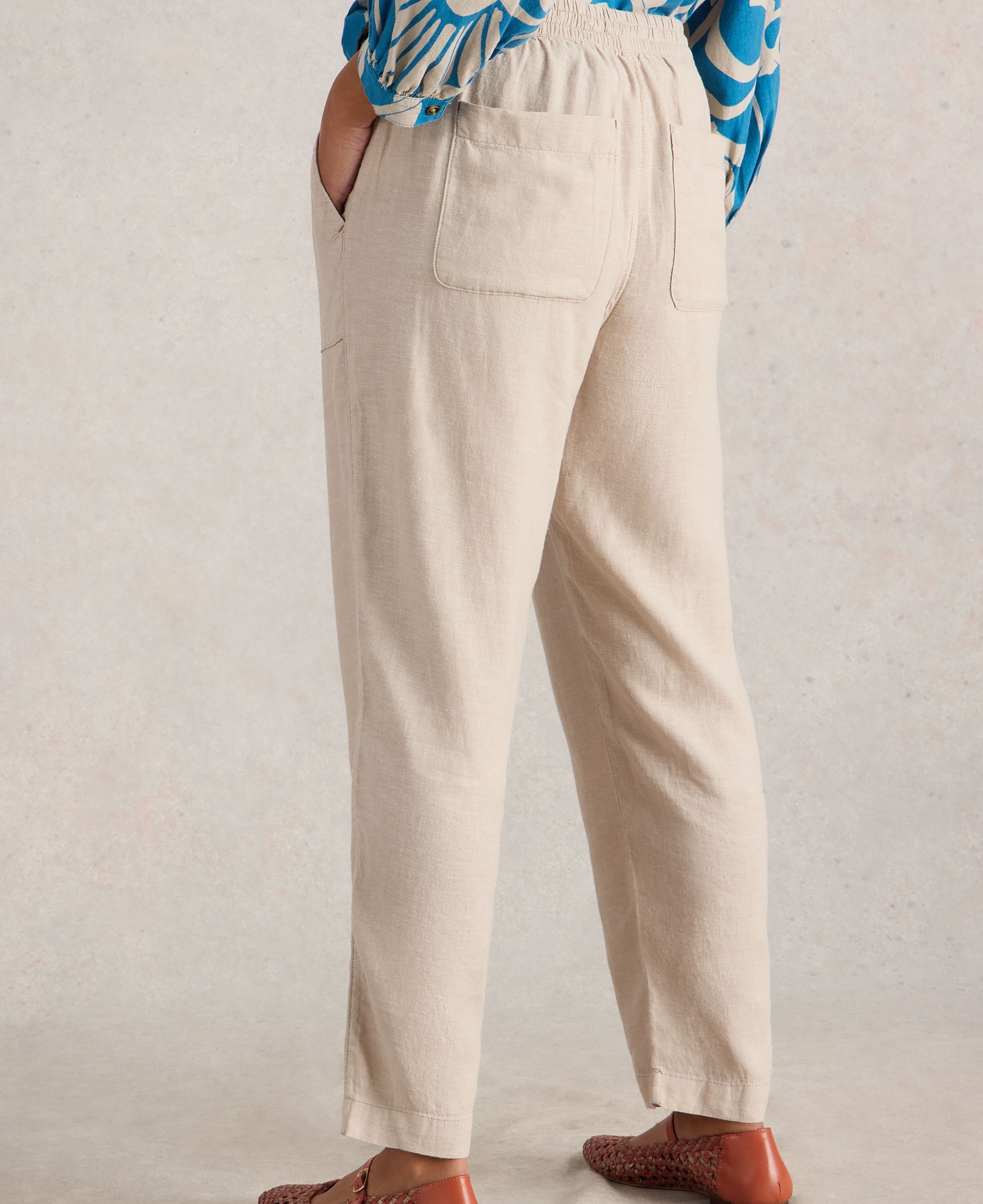 Elle Linen Blend Trouser - Light Natural