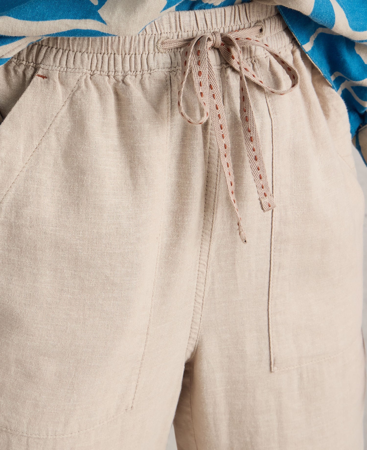 Elle Linen Blend Trouser - Light Natural