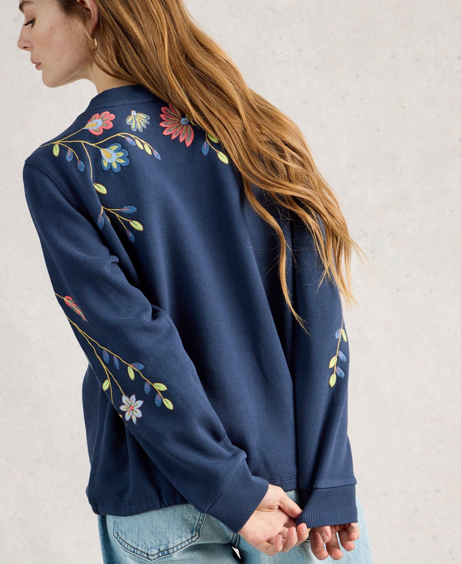 Embroidered Sweat - Navy Multi