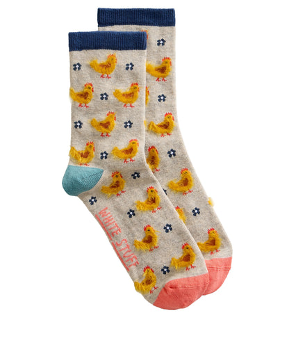 Fluffy Chicken Ankle Sock - Natural Multi