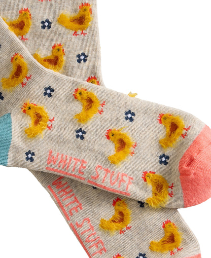 Fluffy Chicken Ankle Sock - Natural Multi