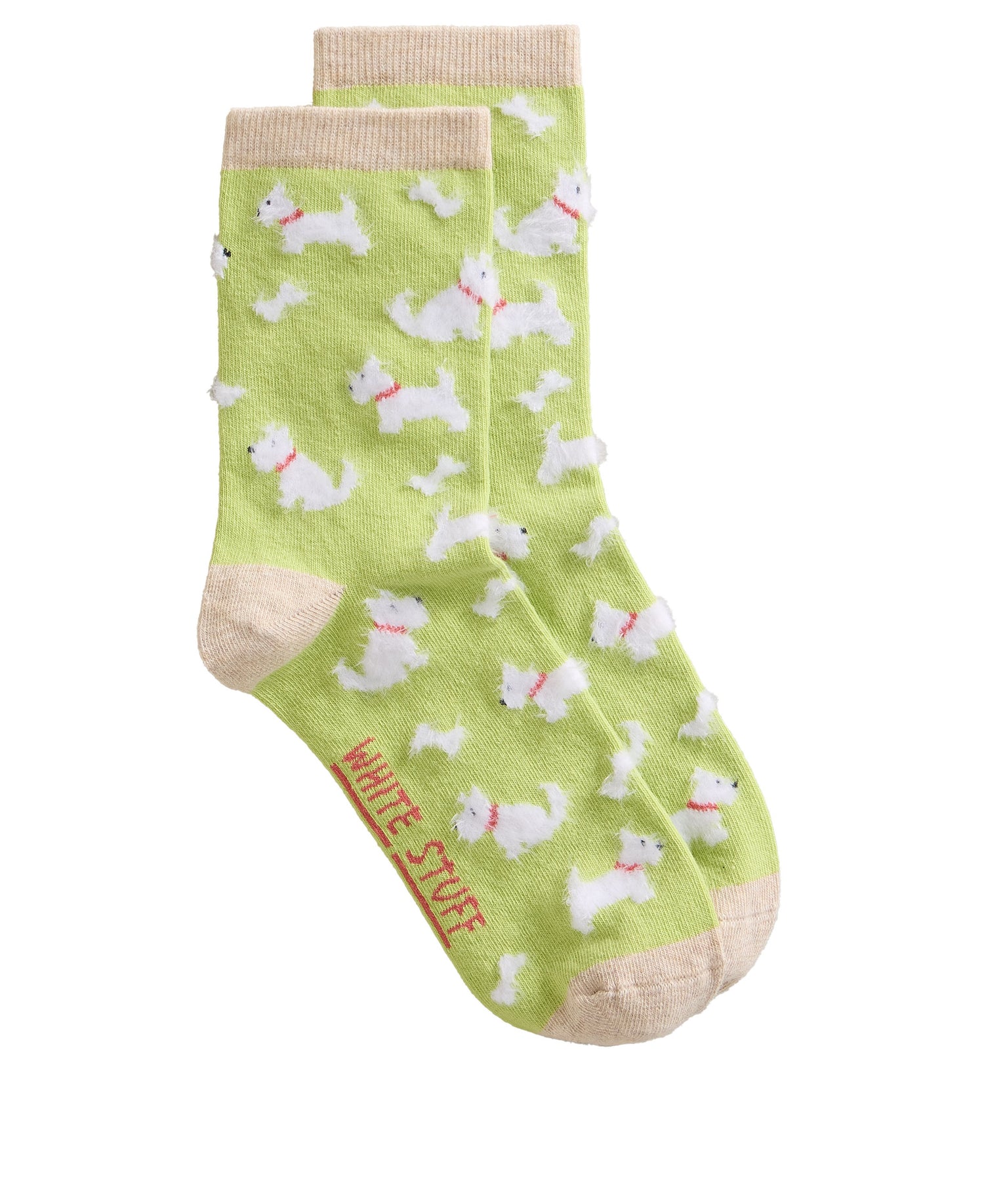 Fluffy Dog Ankle Sock - Mid Green