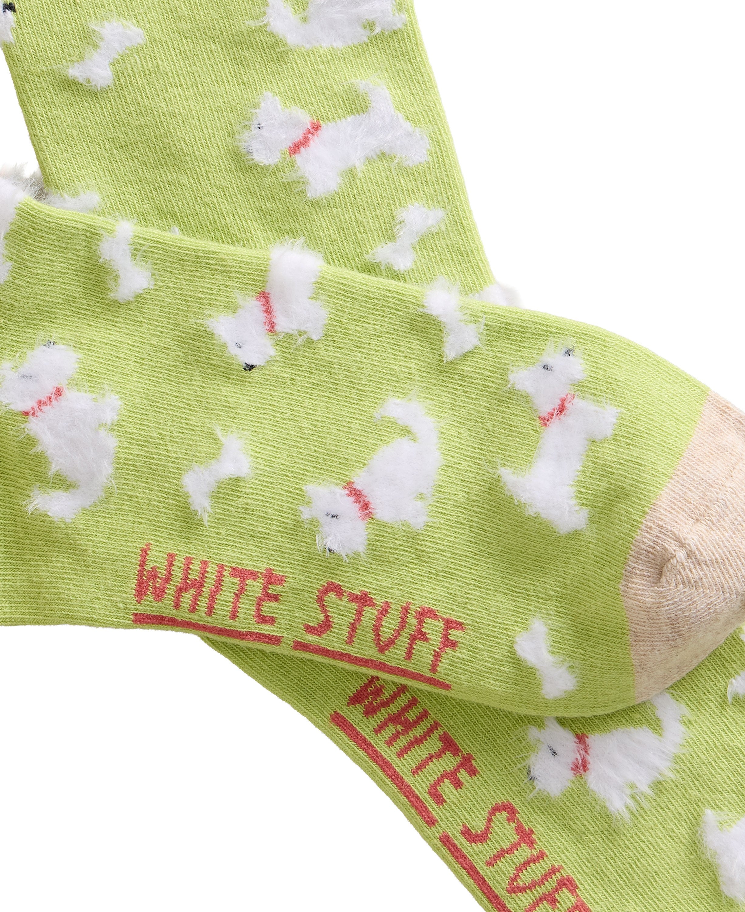 Fluffy Dog Ankle Sock - Mid Green