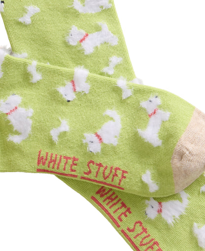 Fluffy Dog Ankle Sock - Mid Green