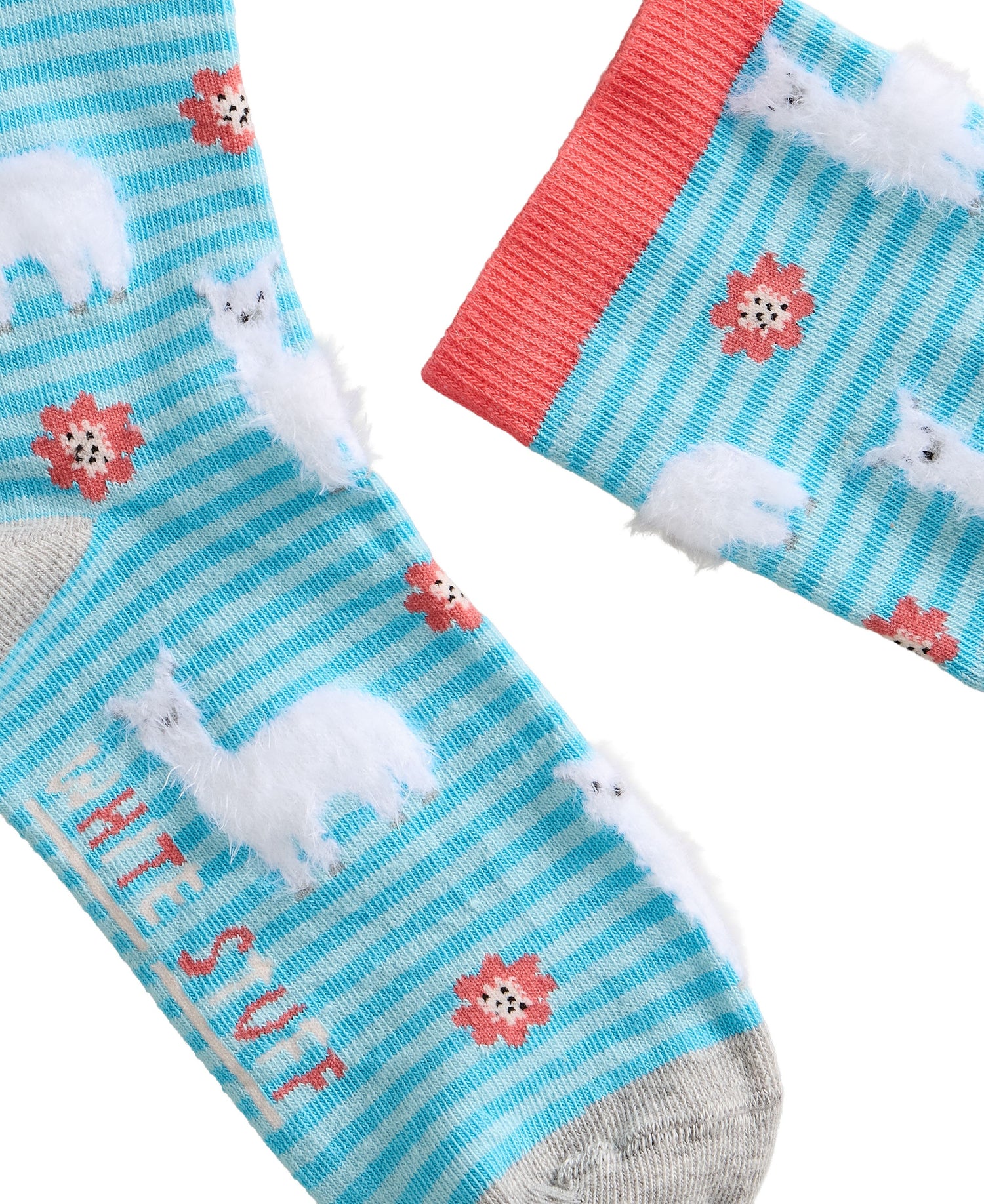 Fluffy Llama Ankle Sock - Blue Multi