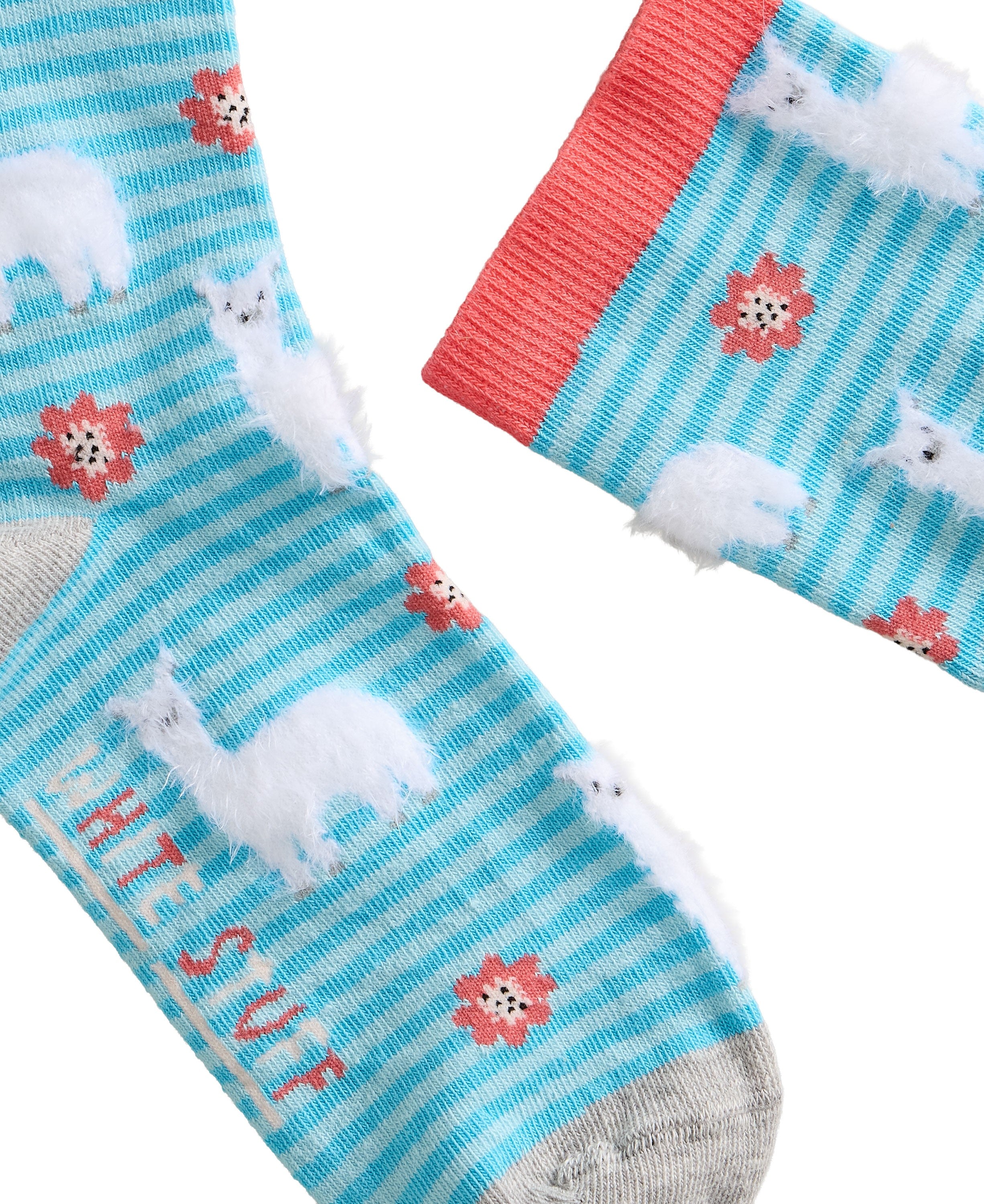 Fluffy Llama Ankle Sock - Blue Multi