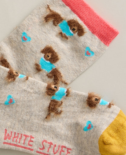 Fluffy Sausage Ankle Sock - Grey Multi