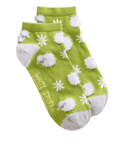 Fluffy Sheep Trainer Sock - Mid Green