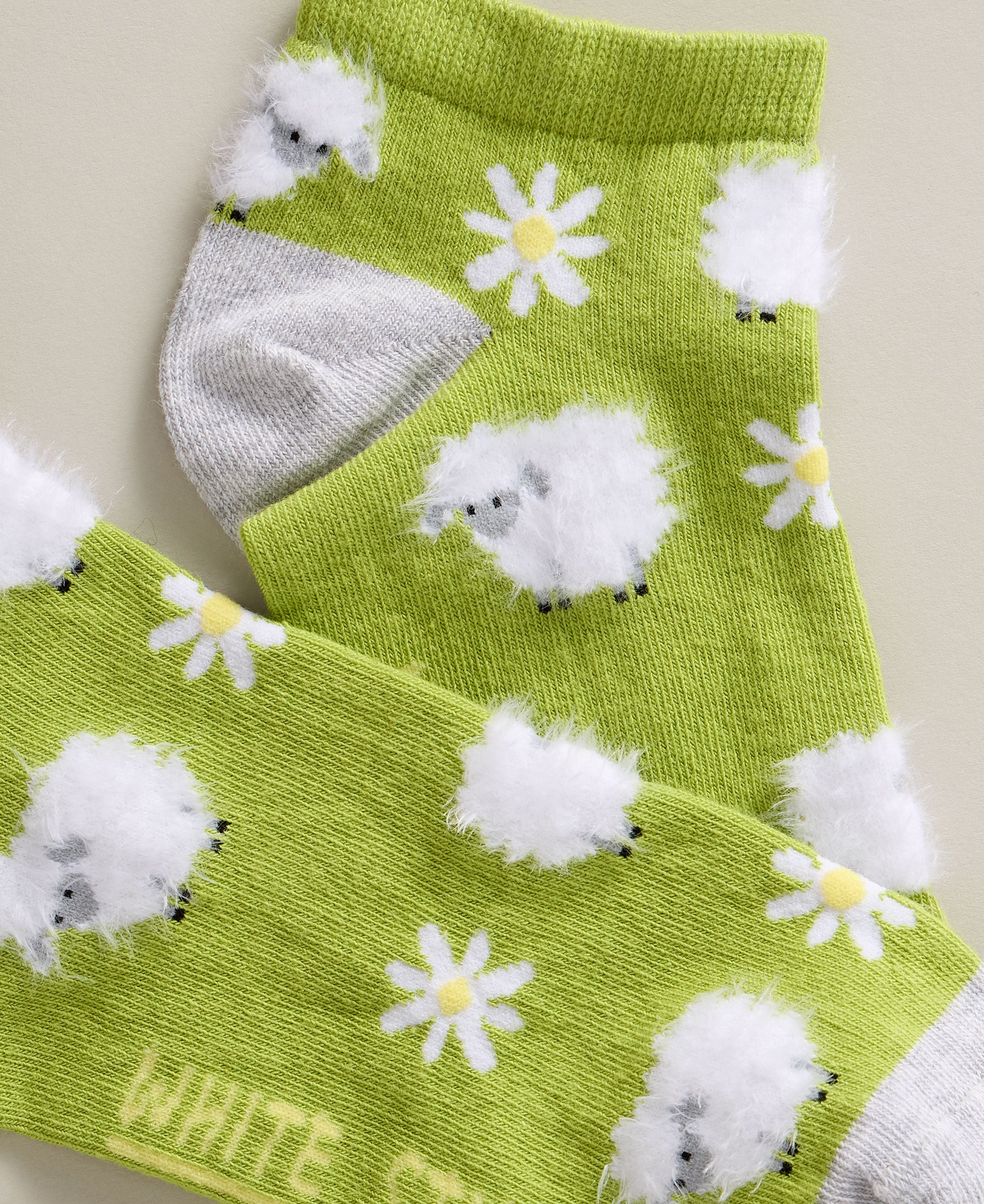 Fluffy Sheep Trainer Sock - Mid Green