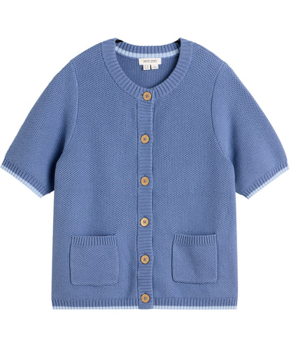 Isabella Short Sleeve Cardi - Mid Blue