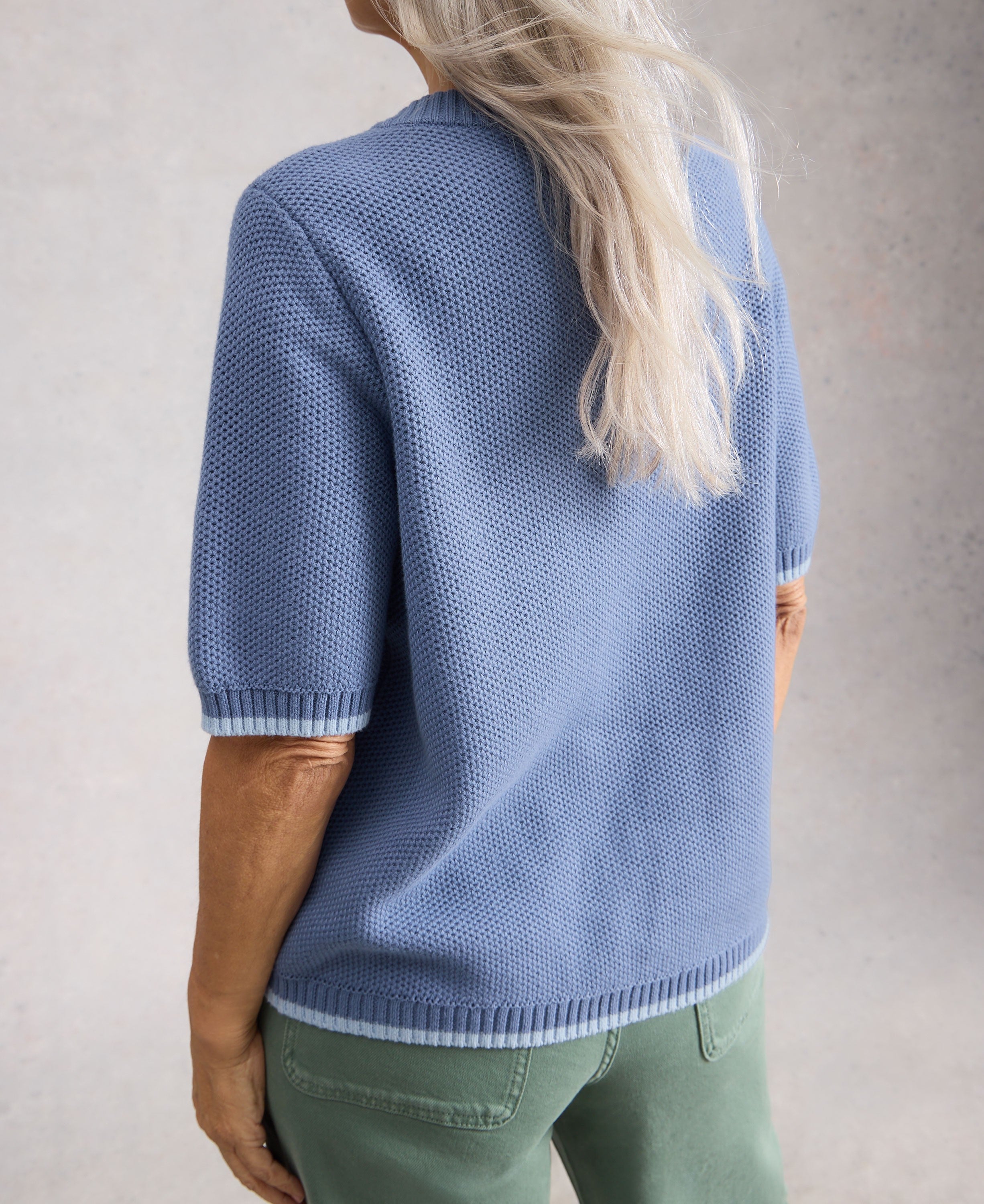 Isabella Short Sleeve Cardi - Mid Blue