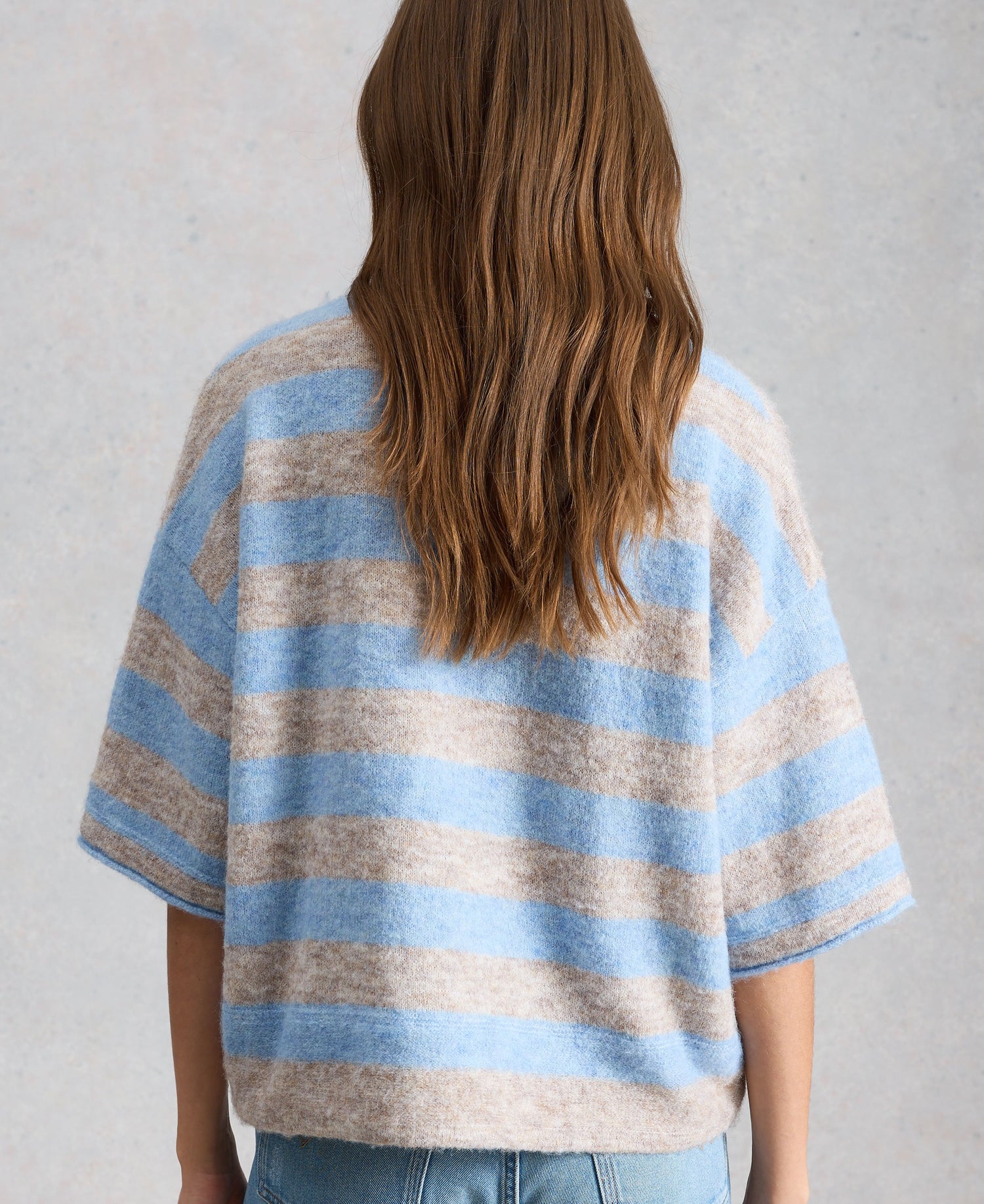 Kate Knitted Stripe Tee - Nat Mlt