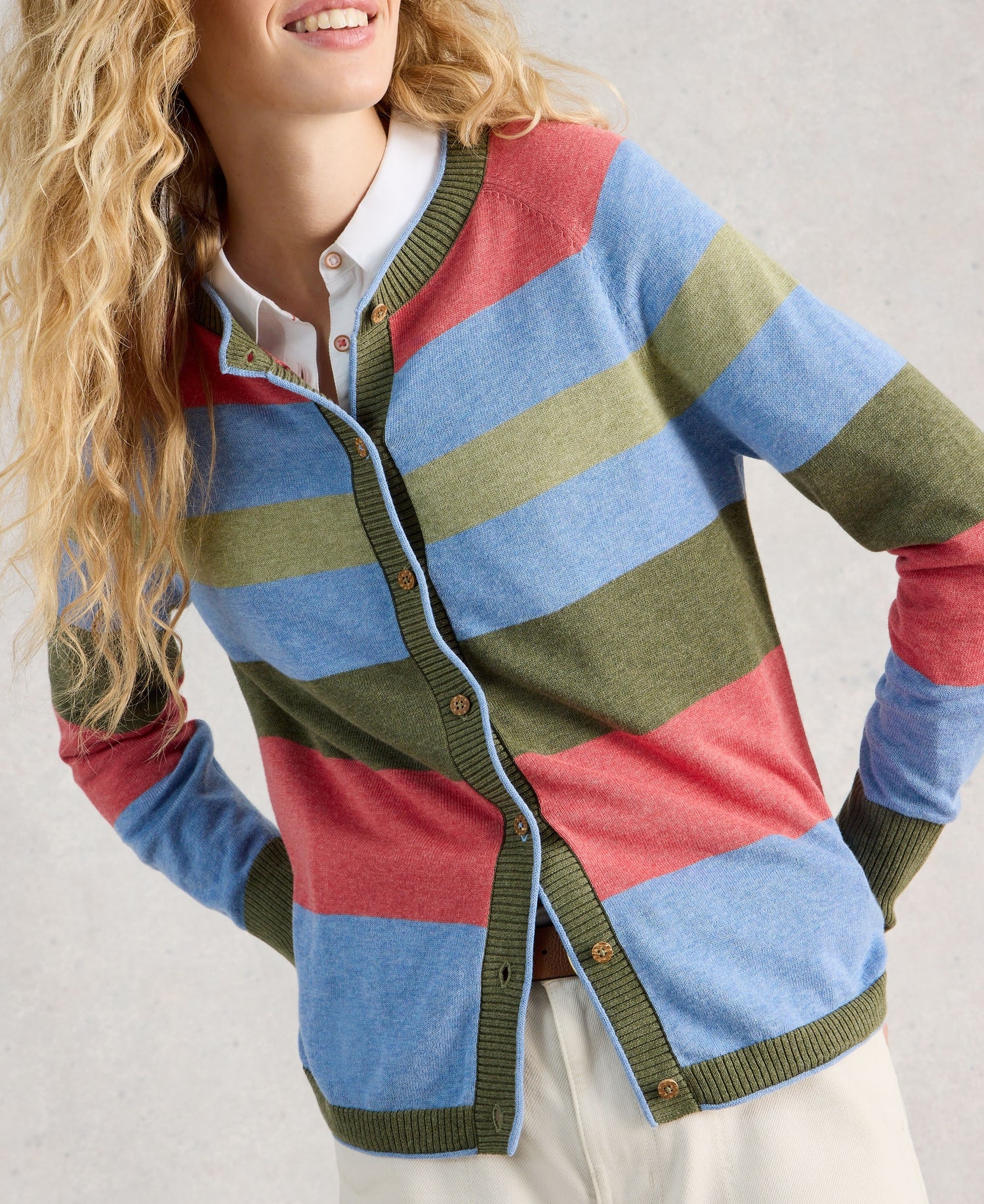 Lulu Stripe Cardi - Green Multi