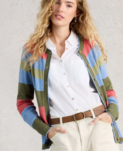 Lulu Stripe Cardi - Green Multi