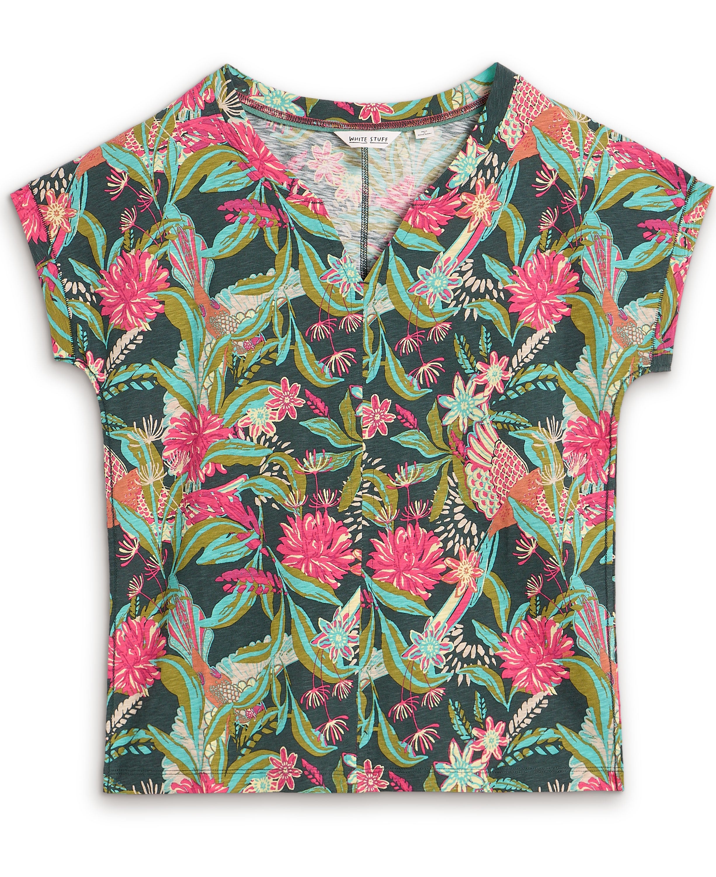 Nelly Notch Neck Tee - Green Pr