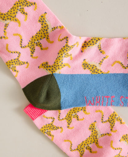 Novelty Cheetah Ankle Sock - Mid Pink