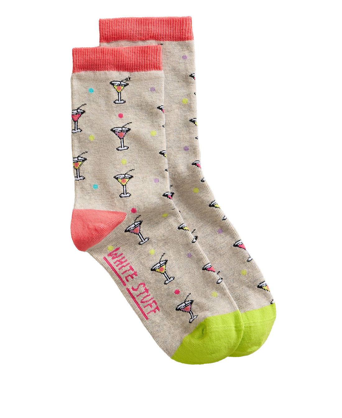 Novelty Cocktail Ankle Sock - Grey Multi
