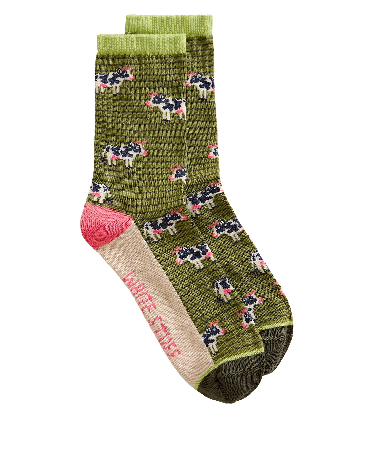 Novelty Cow Ankle Sock - Green Multi