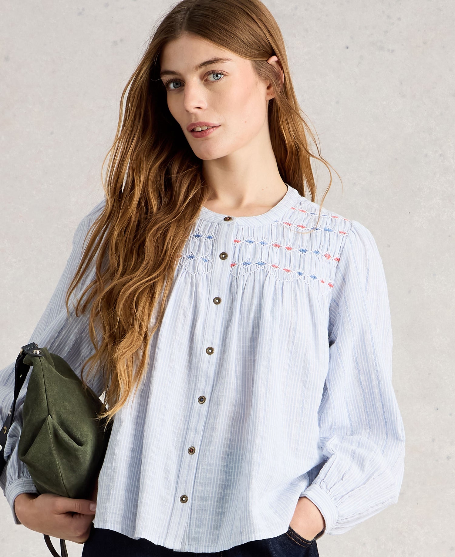 Sammy Smock Top - Blue Multi