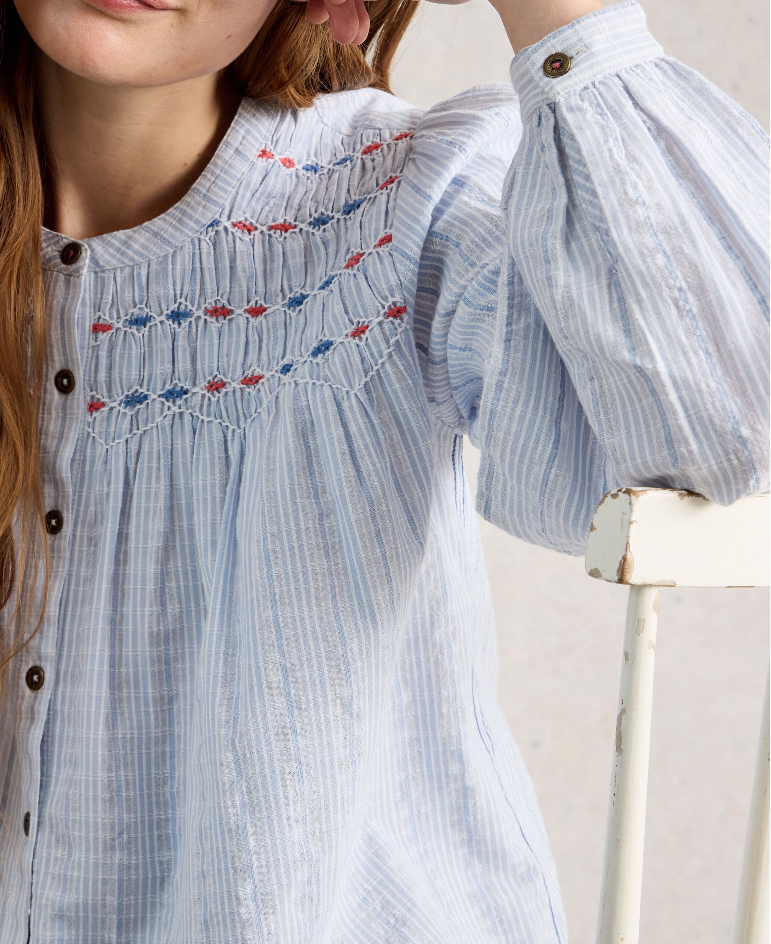 Sammy Smock Top - Blue Multi