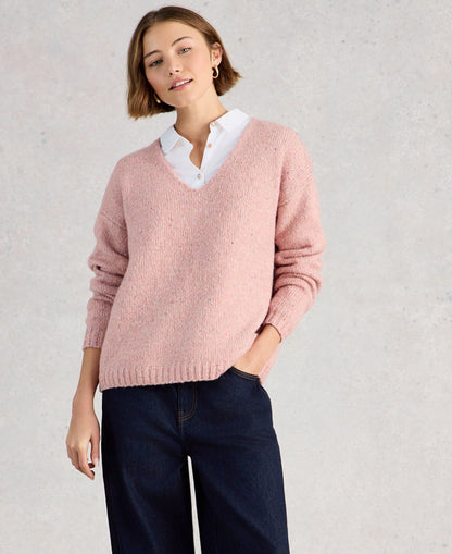 Tamara Texture V Neck - Mid Pink