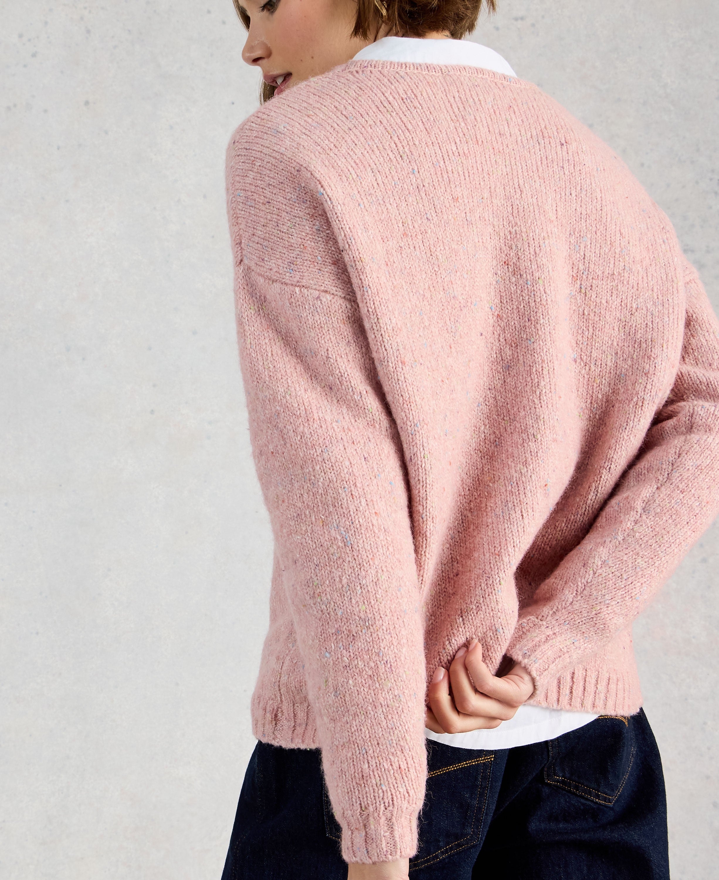 Tamara Texture V Neck - Mid Pink