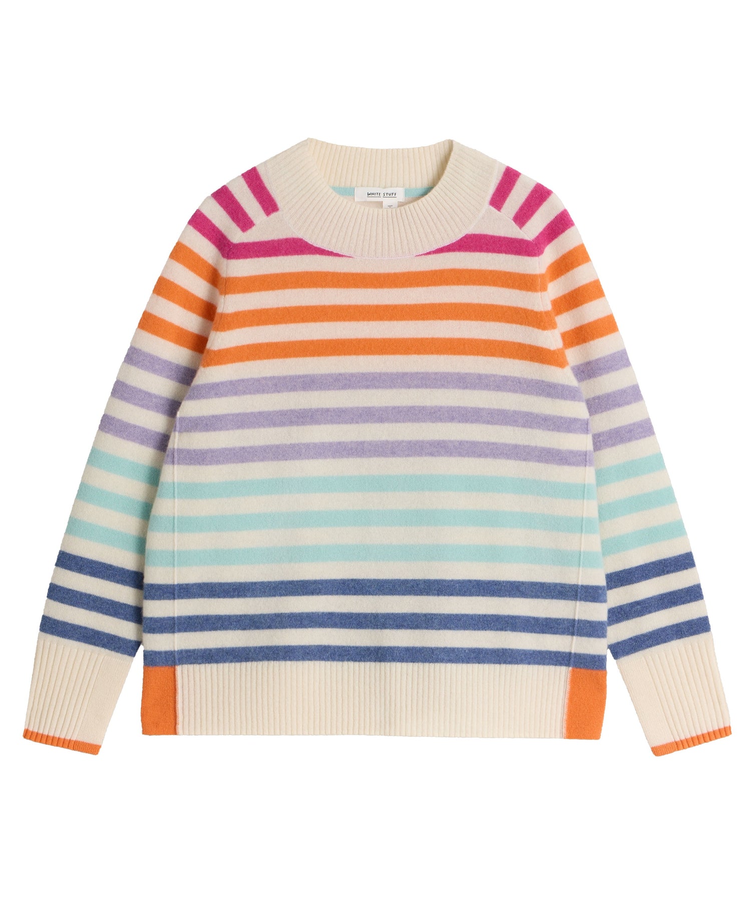 Rainbow Stripe Cashmere Jumper - Natural Multi