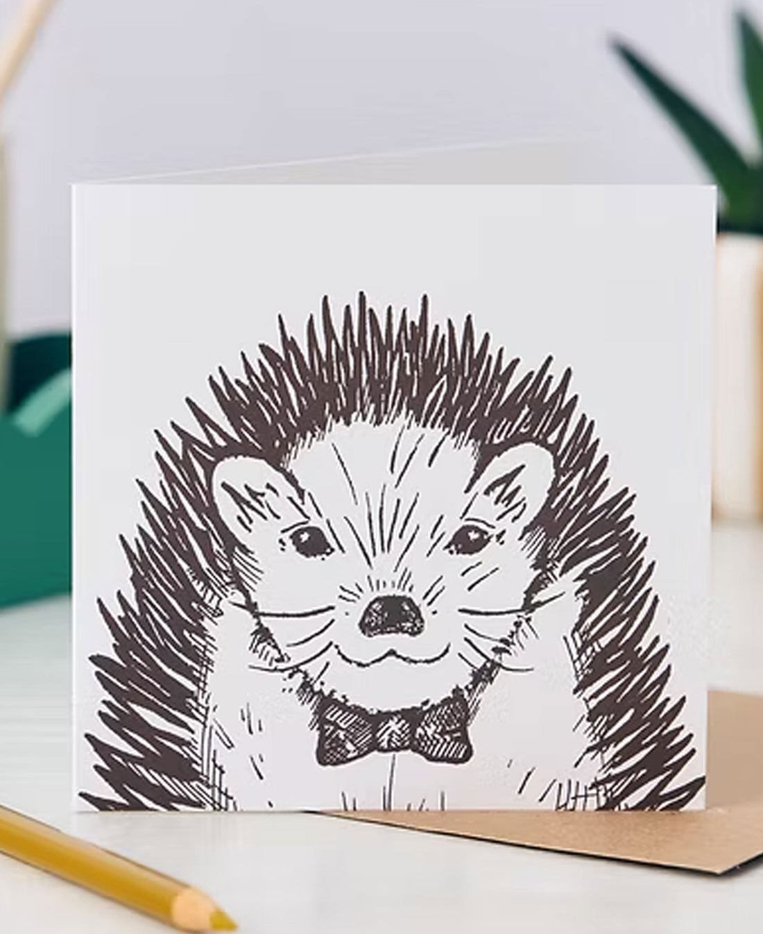 Arthur Hedgehog Greetings Card - Cocoa Brown