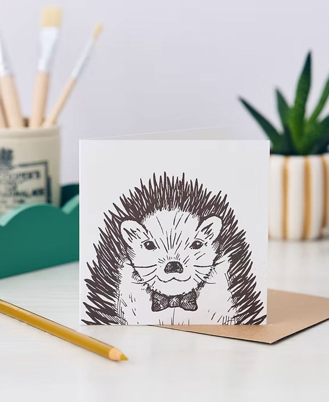 Arthur Hedgehog Greetings Card - Cocoa Brown