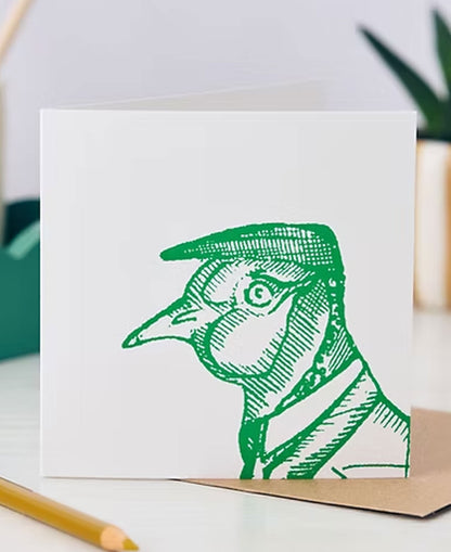 Cecil Pheasant Greetings Card - Emerald Green