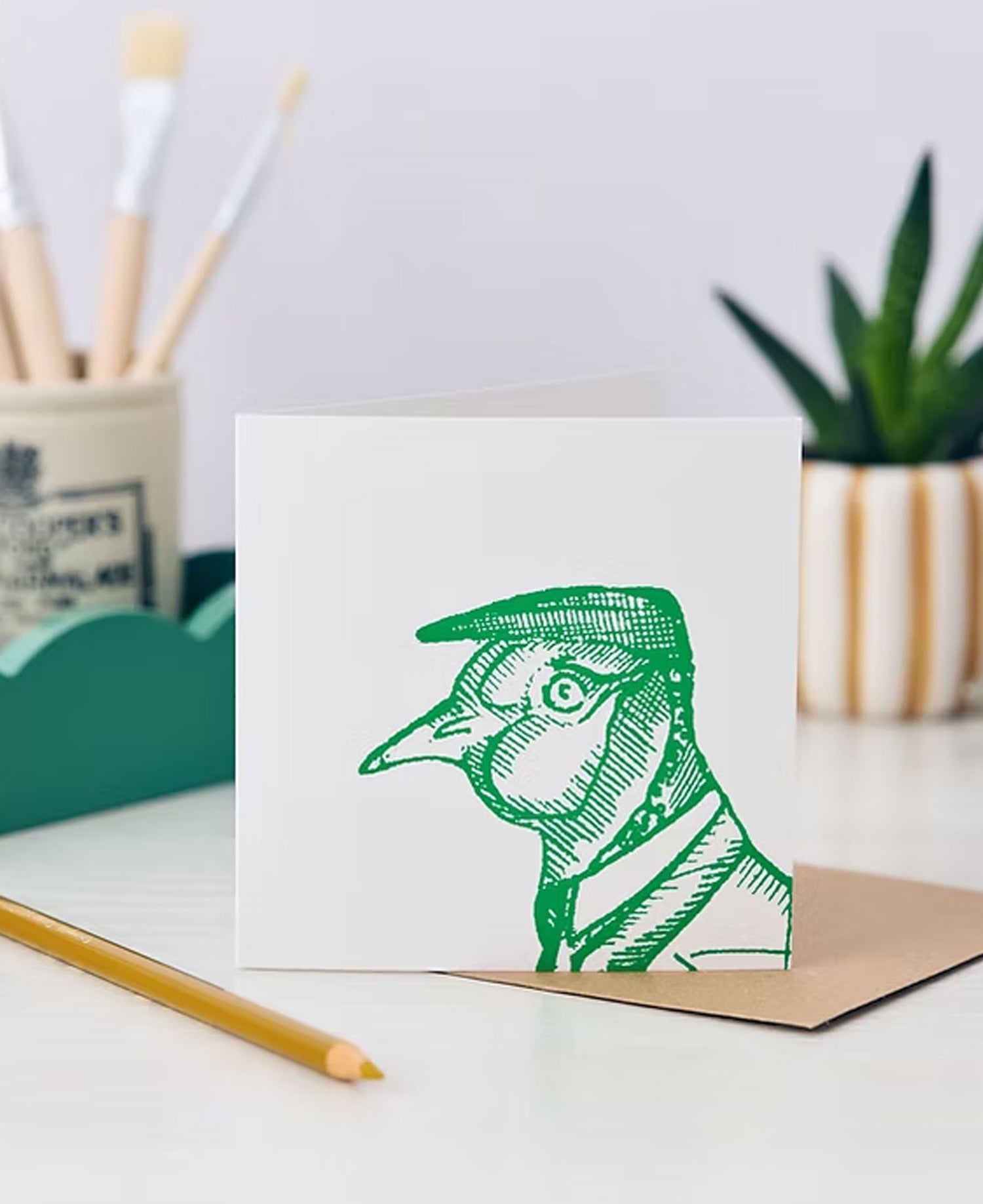 Cecil Pheasant Greetings Card - Emerald Green