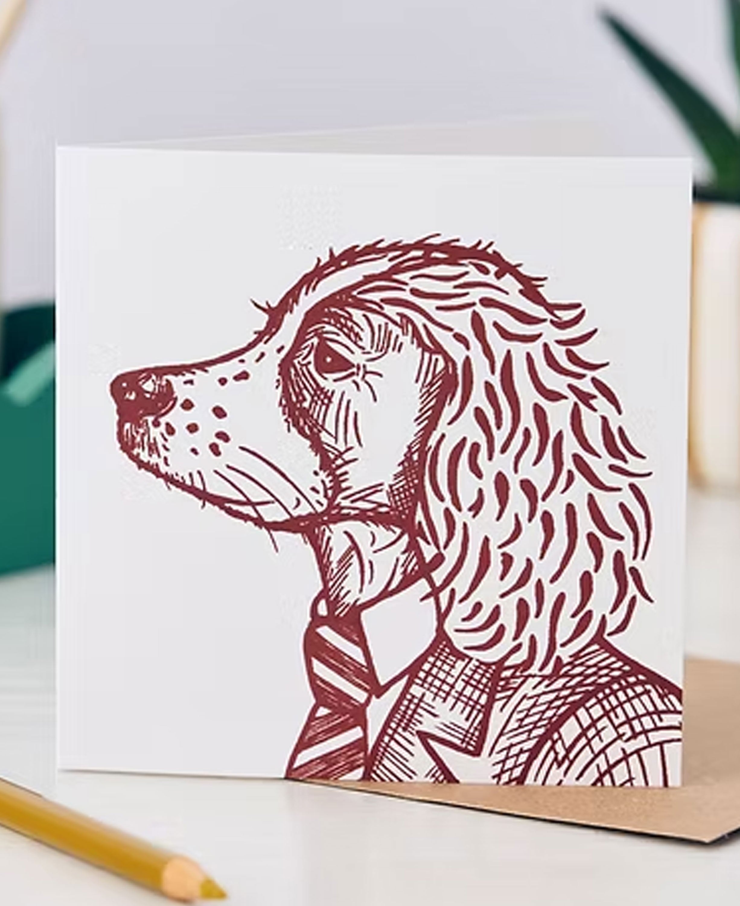 Finn Spaniel Greetings Card - Cinnamon Brown