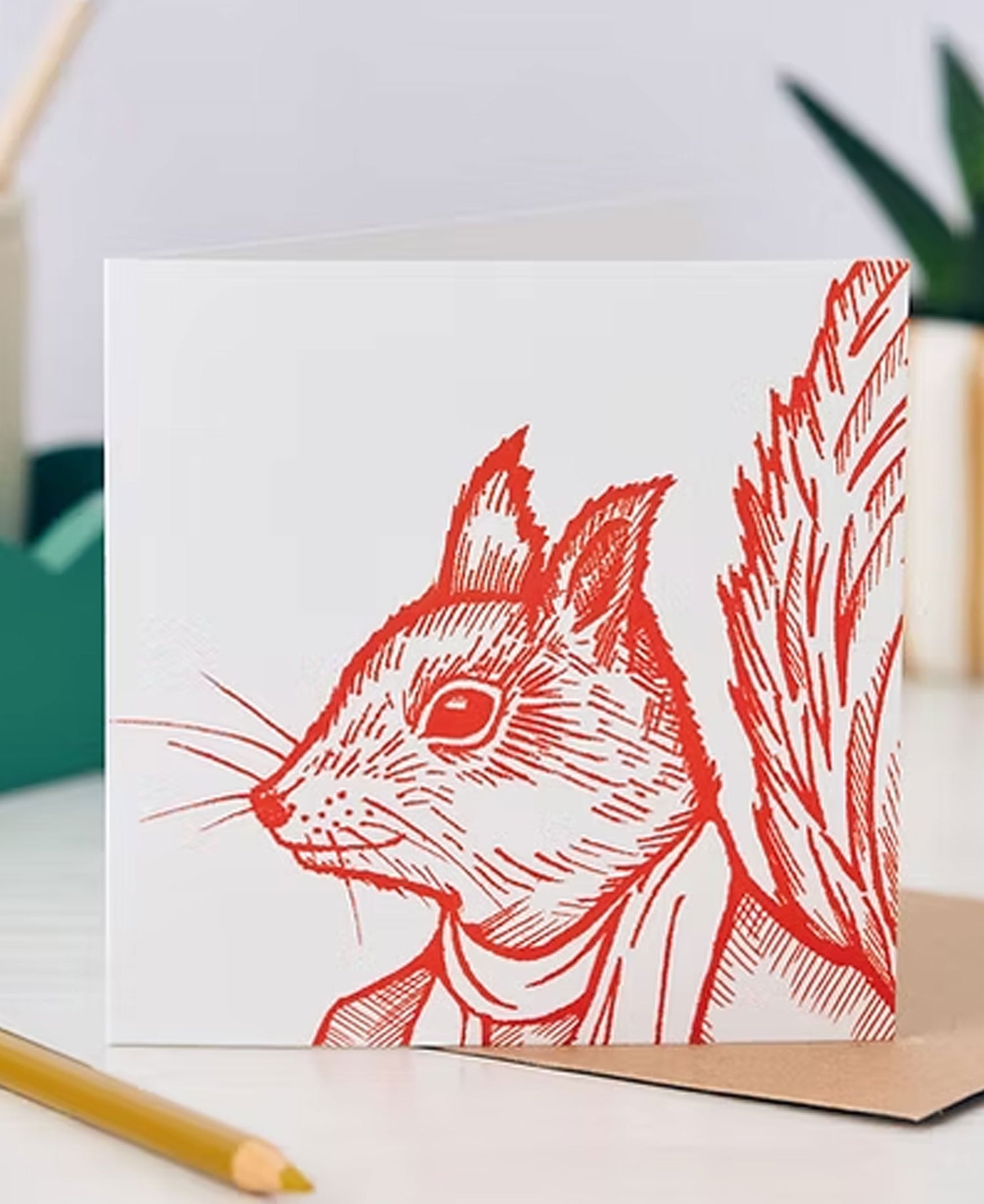 Fred Squirrel Greetings Card - Burnt Orange