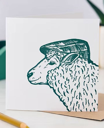 Ivor Sheep Greetings Card - Forest Green
