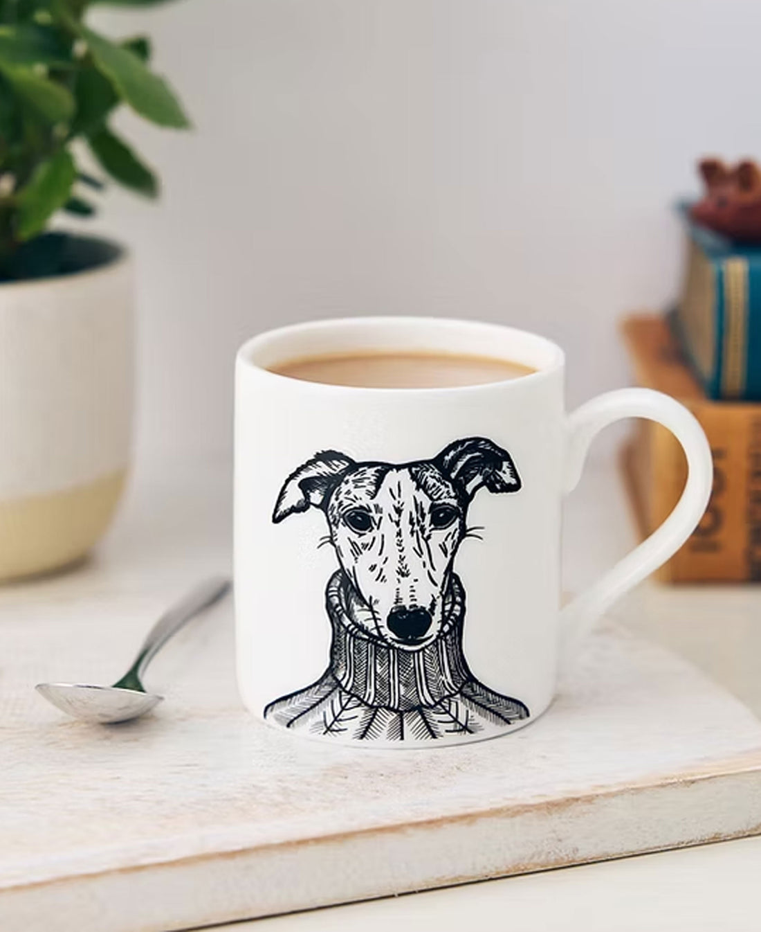 Sybil Whippet Bone China Mug - Opaque Black