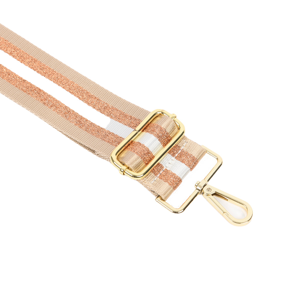 Bag Strap - Nude &amp; Copper Glitz Stripe