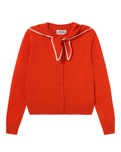 Scarf Neck Lara Cardigan - Dark Red