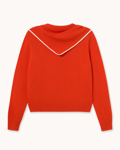 Scarf Neck Lara Cardigan - Dark Red