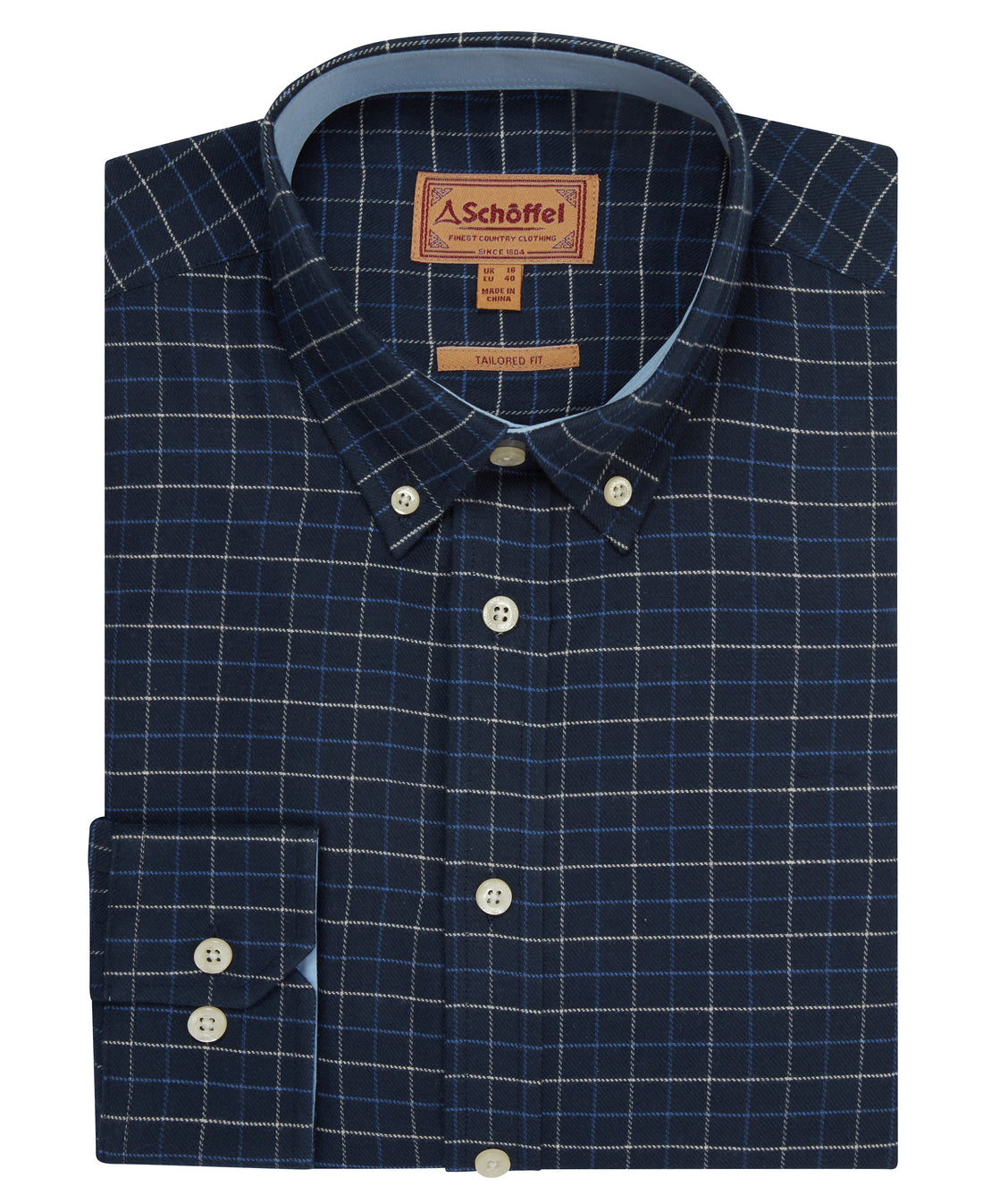 Aldeburgh Tailored Shirt - Dusky Blue/Oat Check